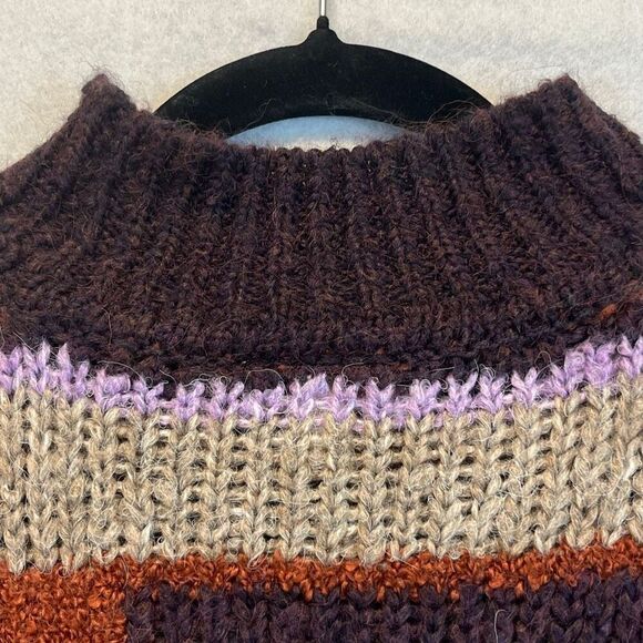 NWT a.n.a. Women’s Patchwork Sweater Large Colorblock Long Sleeve Boho Brown NEW - Picture 13 of 14